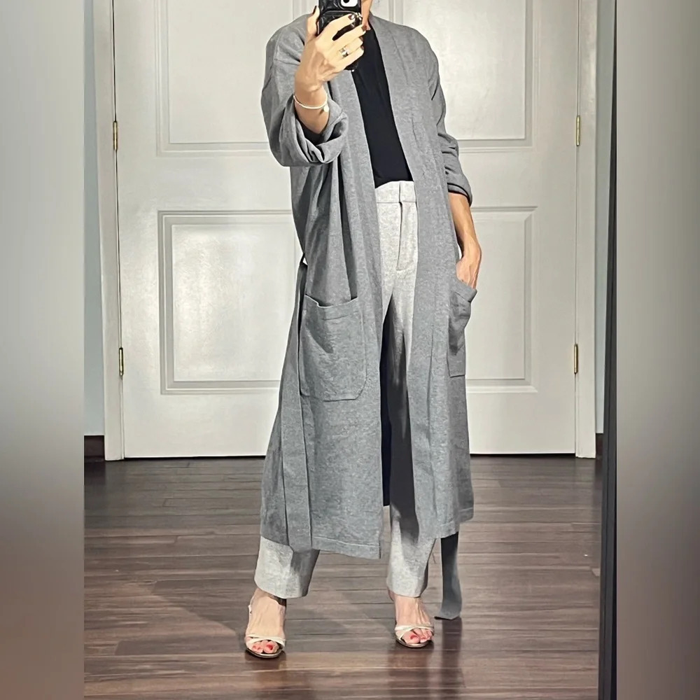 M.I.L.A long belted cashmere blend sweater coat size S - Picture 3 of 13